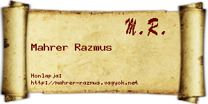 Mahrer Razmus névjegykártya